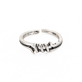 Stripe Hollow Open Cuff Ring, Tibetan Style Alloy Jewelry for Women, Cadmium Free & Lead Free