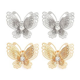 304 Stainless Steel Studs Earrings for Women, with Glass, Butterfly