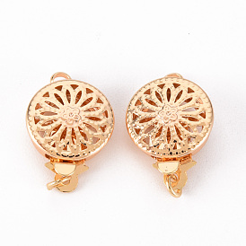 Brass Box Clasps, 1-Strand, 2-Hole, Nickel Free, Flat Round