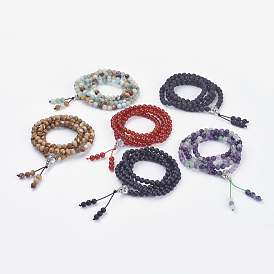 Biens à double usage, quatre boucles naturelles bracelets d'emballage de pierres précieuses / colliers de perles, avec des résultats d'alliage et l'emballage de toile de jute, argent antique