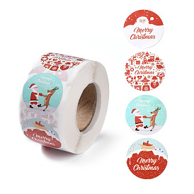 4 узоры рождественские круглые самоклеящиеся бумажные наклейки в горошек рулон, рождественские наклейки для вечеринки, декоративные подарки
