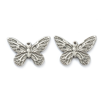 304 charmes en acier inoxydable, papillon