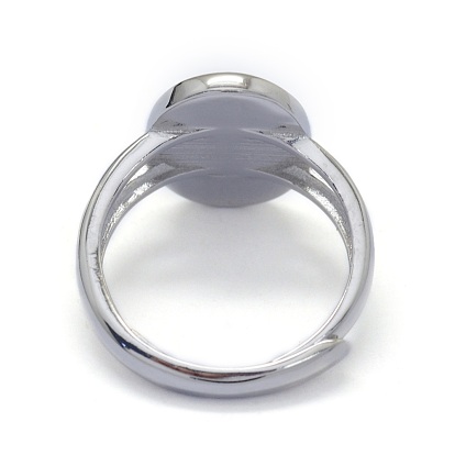 Adjustable 925 Sterling Silver Finger Ring Components, Oval