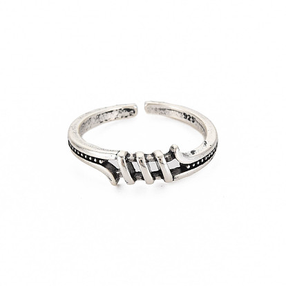 Stripe Hollow Open Cuff Ring, Tibetan Style Alloy Jewelry for Women, Cadmium Free & Lead Free