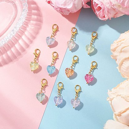 Подвески в форме сердца из прозрачной смолы, Сплав с застежками когтя омара