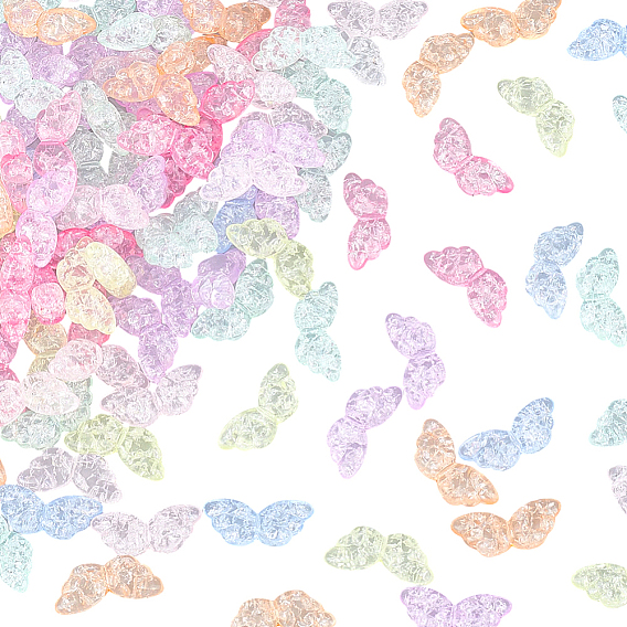 100Pcs Transparent Crackle Acrylic Beads, Wing