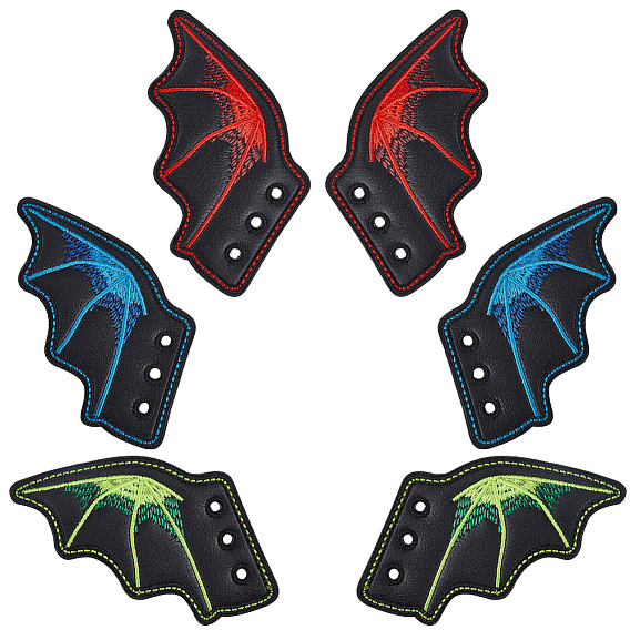 3 пар 3 цветов пряжка для обуви из искусственной кожи на Хэллоуин для самостоятельного изготовления аксессуара для обуви, крылья