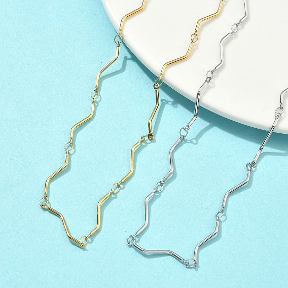 304 ожерелья-цепочки из нержавеющей стали с волнистыми звеньями, ионное покрытие (ip)