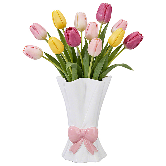 Керамические вазы для цветов с бантом, для домашнего декора