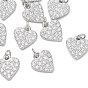 Pendentifs en laiton et zircon cubique transparent pour la Saint-Valentin de Shegrace, charmes de coeur, sans cadmium et sans plomb et sans nickel