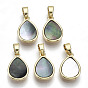 Natural Black Lip Shell Charms, with Brass Findings, Nickel Free, Teardrop
