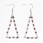 Cuentas de piedras preciosas naturales cuelgan aretes, con cuentas de pirita natural y hallazgos de acero inoxidable 304, triángulo, color acero inoxidable