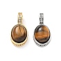 Латунные подвески из тигрового глаза, прозрачные овальные подвески из кубического циркония
