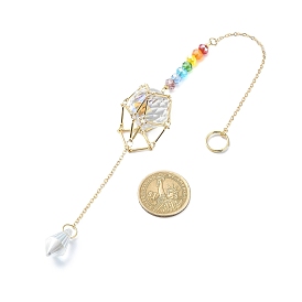 Pendules de radiesthésie à balles, Attrape-soleil à prisme en perles de verre chakra pour plafonds de lustre, décoration pendentif pochette en macramé en métal