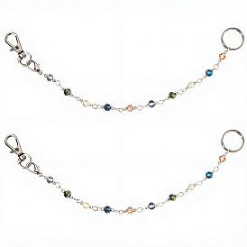 2шт. стеклянные бусины брелок, с 304 кольцом из нержавеющей стали и застежками-карабинами из сплава