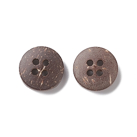 Carved Round 4-hole Sewing Button, Coconut Button, 11mm