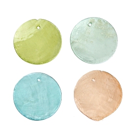 Spray Painted Natural Capiz Shell Pendants, Disc Charms