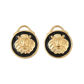 304 нержавеющей стальной эмали подвески, плоский круглый с подвесками в виде льва, реальный 18 k позолоченный, вакуумное покрытие pvd