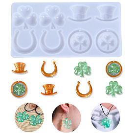 Saint Patrick's Day Clover Silicone Pendant Molds, For DIY Craft, UV Resin & Epoxy Resin Jewelry Making, Rectangle
