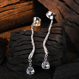 925 Sterling Silver Earrings with Drop-shaped Zircon Stone for Women's Elegant Style