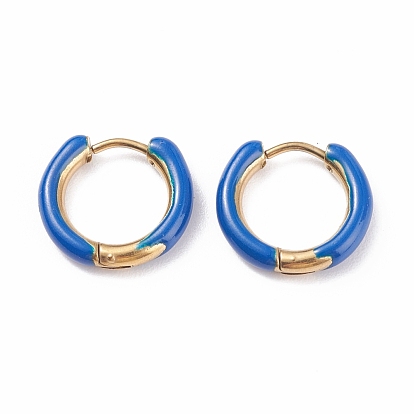 Two Tone 304 Stainless Steel Chunky Huggie Hoop Earrings with Enamel for Women