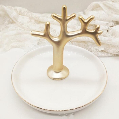 Porcelain Twig Ring Holder, Jewelry Tray, for Holding Small Jewelries, Rings, Necklaces, Earrings, Bracelets, Trinket, for Women Girls Birthday Gift