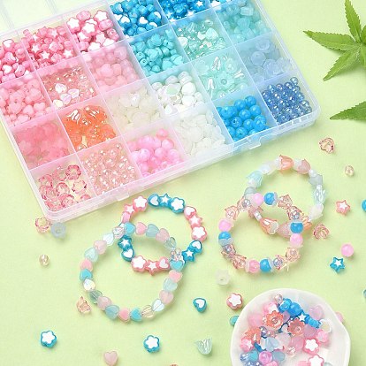 Acrylic Beads, Mix Shapes, with 2Roll Elastic Thread