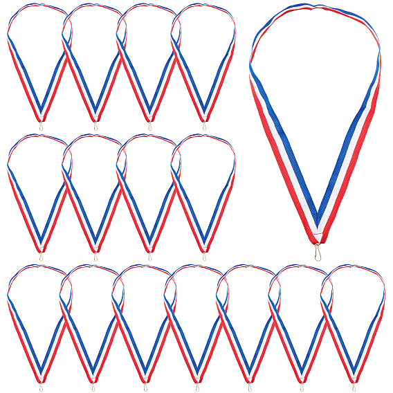 30Pcs Polyester Ribbon Strap with Zinc Alloy Clasp, Medal Strap