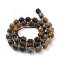 Natural Petrified Wood Beads Strands, Faceted, with Seed Beads, Polygon