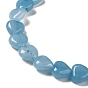 Natural Aquamarine Beads Strands, Heart, Dyed