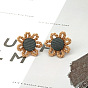Cute Handmade Knitted Sunflower Earrings - Button Flower, Lovely, Crafted.