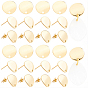 20Pcs Flat Round Brass Stud Earring Findings, with Loop, with 20Pcs Brass Ear Nuts