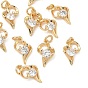 SHEGRACE Brass Micro Pave Cubic Zirconia Pendants, Cadmium Free & Nickel Free & Lead Free, Heart Charms, Clear