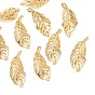 SHEGRACE Brass Pendants, Feather Charms, Cadmium Free & Nickel Free & Lead Free