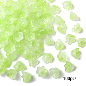 100 шт. прозрачных двухцветных стеклянных колпачков, окрашенных распылением, цветок