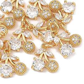 Латунные микропаве прозрачные подвески с фианитом, без кадмия, без никеля и без свинца, черри прелести