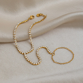 Браслеты-браслеты из нержавеющей стали с инкрустацией прозрачными кубическими циркониями, теннисные браслеты для женщин, квадратный