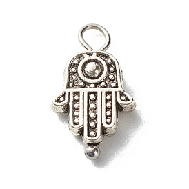 Tibetan Style Alloy Hamsa Hand Beads Pendants, with 304 Stainless Steel Ball Head pins