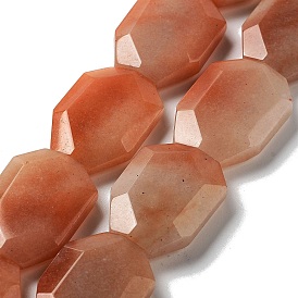 Natural Red Aventurine Beads Strands, Faceted, Octagon