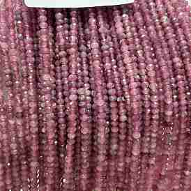 Natural Pink Tourmaline Beads Strands, Faceted, Rondelle, Grade A
