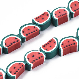 Handmade Polymer Clay Bead Strands, Watermelon Slice