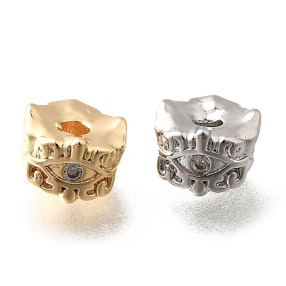 Латунные микро проложить кубического циркония бусы, без кадмия, без никеля и без свинца, плоские круглые с глаз