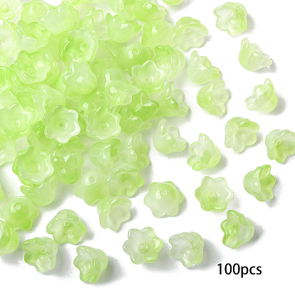 100 шт. прозрачных двухцветных стеклянных колпачков, окрашенных распылением, цветок