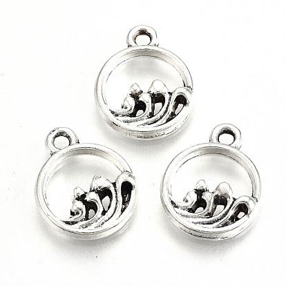 Tibetan Style Alloy Charms, Lead Free & Cadmium Free, Flat Round with Spindrift