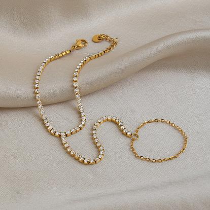 Браслеты-браслеты из нержавеющей стали с инкрустацией прозрачными кубическими циркониями, теннисные браслеты для женщин, квадратный