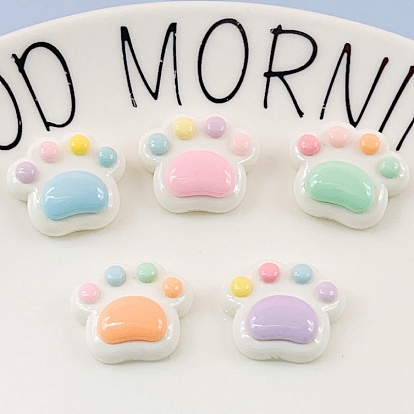 Непрозрачные кабошоны из смолы, отпечаток лапы