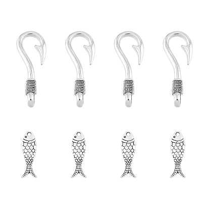 Tibetan Style Zinc Alloy Pendants, Fish and Hooks