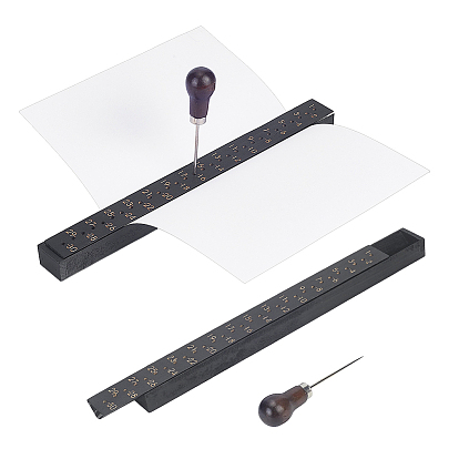 2 Bags Wood Bookbinding Signature Punching Tool Awl Guide, with 2Pcs Wooden Awl Pricker Sewing Tool