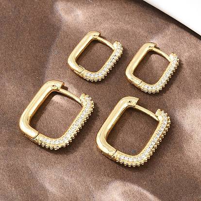 Прямоугольные латунные серьги-гвоздики с прозрачными кубическими циркониями, без кадмия и без свинца, долговечный, стойки покрытие