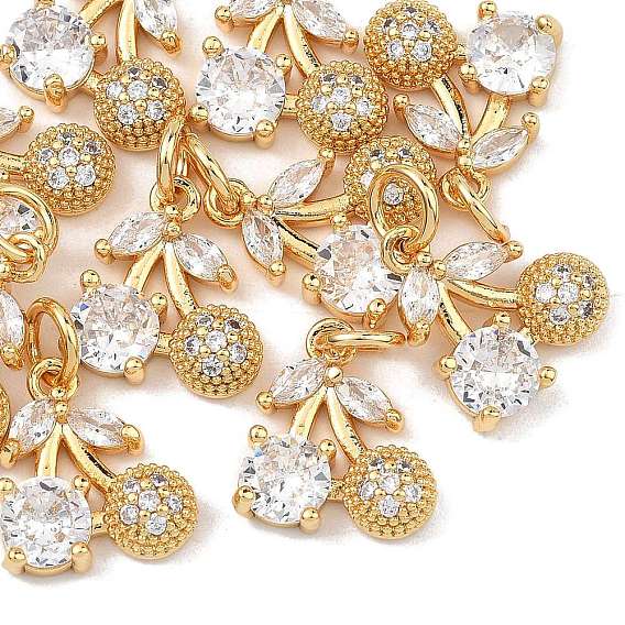 Латунные микропаве прозрачные подвески с фианитом, без кадмия, без никеля и без свинца, черри прелести